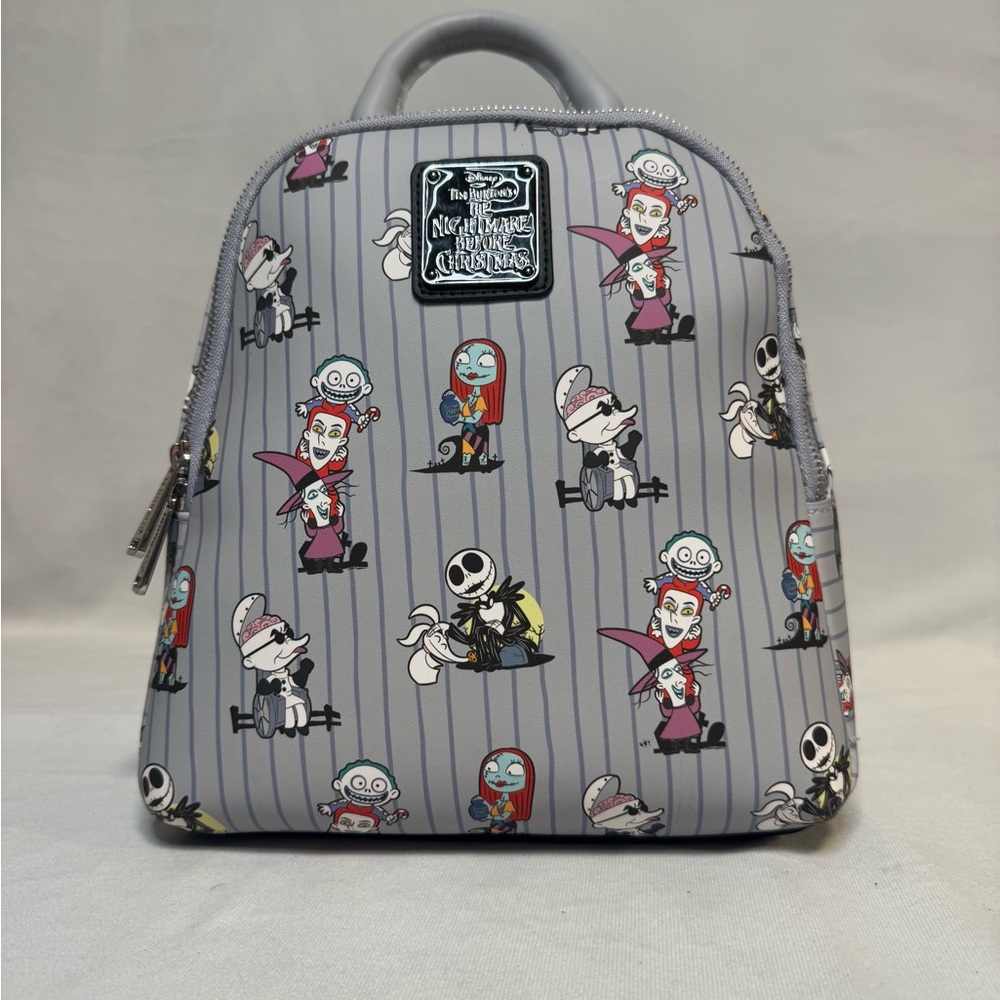 Loungefly Nightmare Before Christmas Cast Striped Mini Backpack Pre-Owned